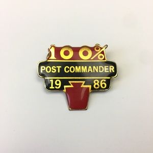 Vtg American Legion 100% Post Commander Pin 86 PA‎